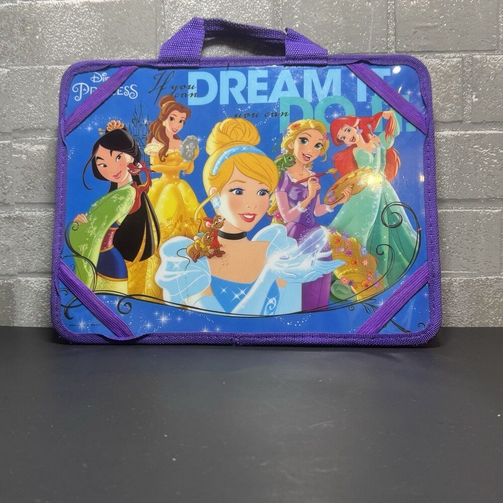 Disney Princess Kids Lap Desk Portable Art Homework Travel Tray 10x13 Purple